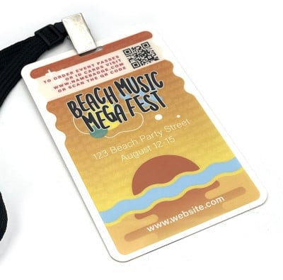 Double sided 4x6 printed event pass credential for a conference attendee