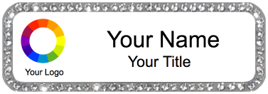 Bling name badge surrounded by a border of sparkling crystal stones
